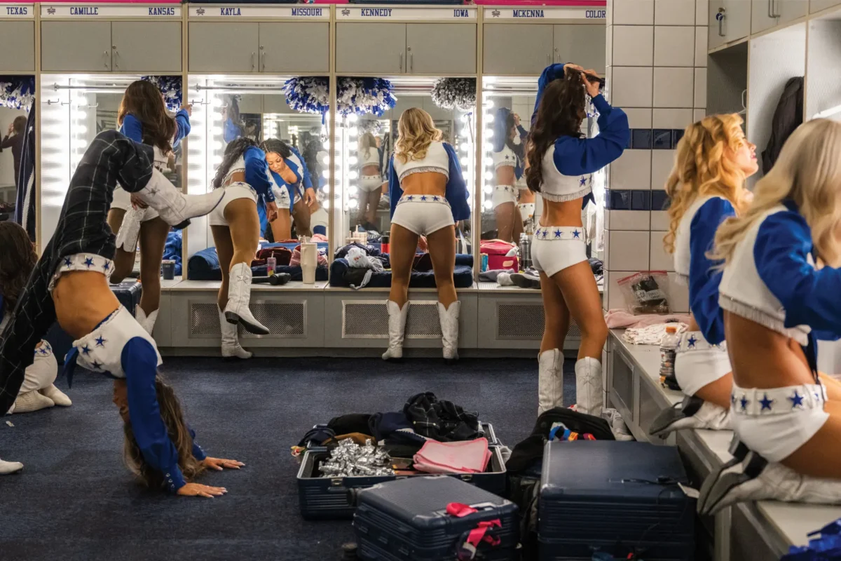 Dallas Cowboys Cheerleaders prepare in their locker room